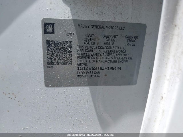 Chevrolet Malibu 1ls 2018 1G1ZB5ST8JF196444 Image 9
