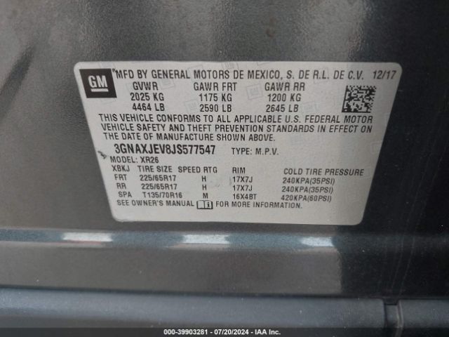 3GNAXJEV8JS577547 Chevrolet EQUINOX LT