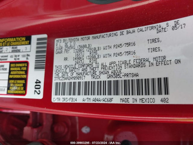 Toyota Tacoma Sr V6 2017 3TMCZ5AN2HM090917 Image 9