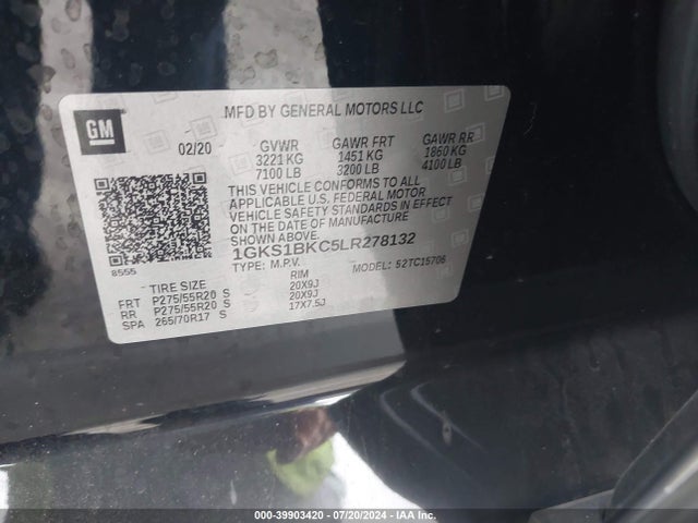 1GKS1BKC5LR278132 GMC Yukon 2wd Slt
