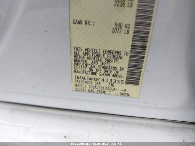 Nissan Altima 2.5 S 2015 1N4AL3APXFC413355 Image 9