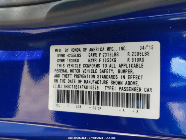 1HGCT1B74FA010975 Honda ACCORD EX