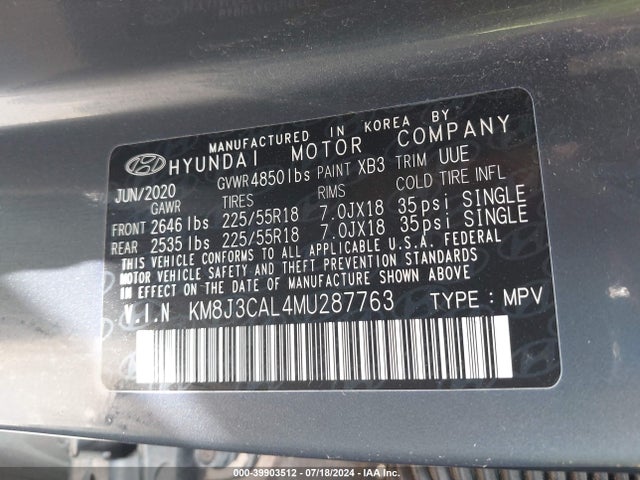Hyundai TUCSON SEL 2021 KM8J3CAL4MU287763 Image 9