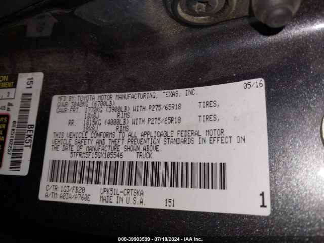 5TFRM5F15GX105546 Toyota Tundra Sr5 4.6l V8