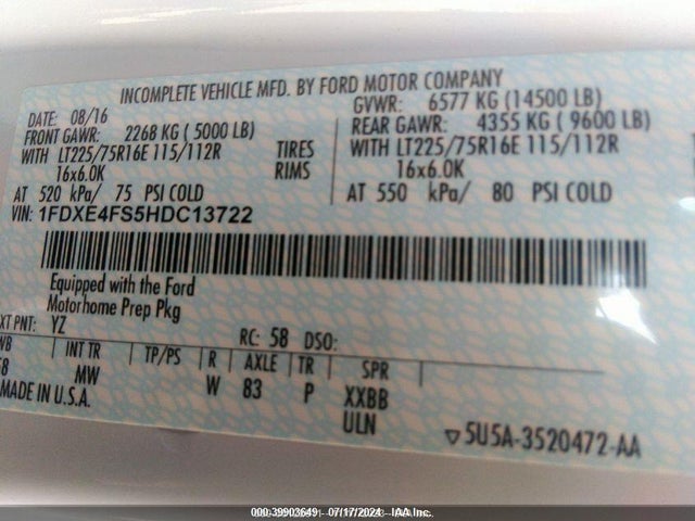 2017 FORD E-450 CUTAWAY 1FDXE4FS5HDC13722 Photo 8