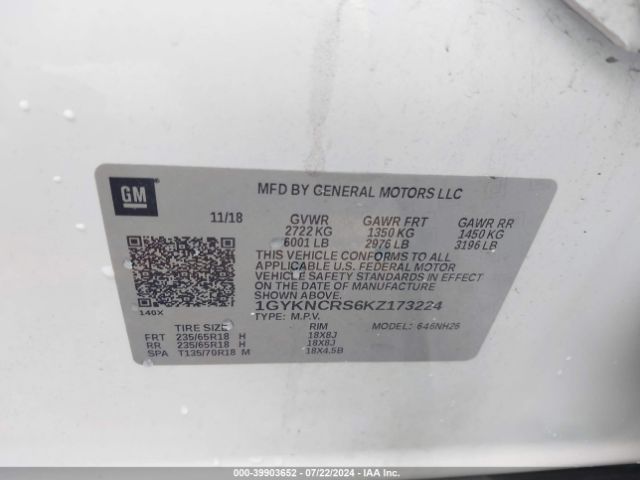 1GYKNCRS6KZ173224 Cadillac XT5 LUXURY