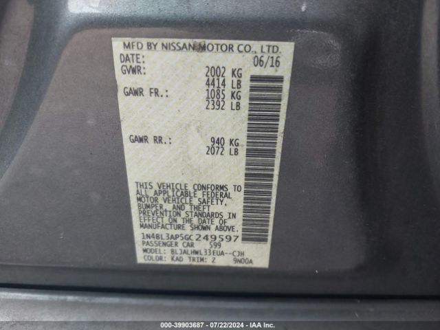 1N4BL3AP5GC249597 Nissan Altima 3.5 Sr