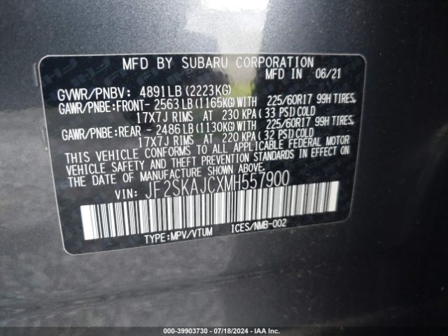 JF2SKAJCXMH557900 Subaru Forester Premium