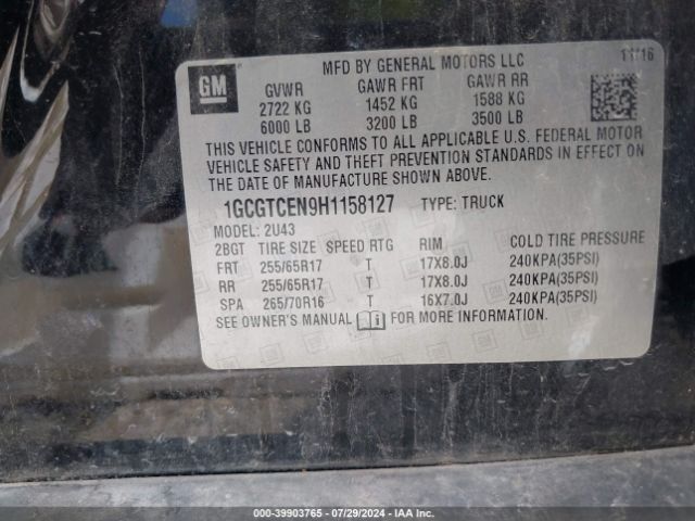 1GCGTCEN9H1158127 Chevrolet Colorado Lt