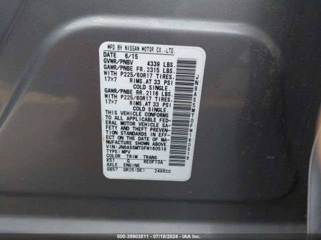 JN8AS5MT0FW160518 Nissan Rogue Select S