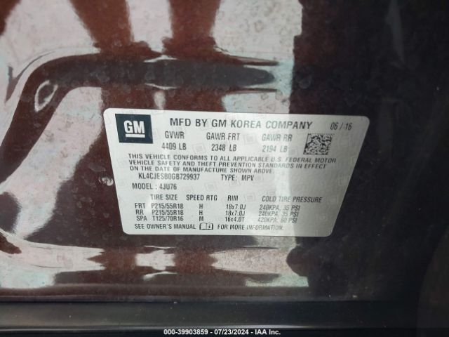 KL4CJESB0GB729937 Buick Encore