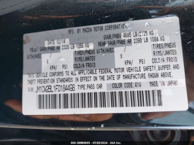 JM1CW2BL1F0184498 Mazda l5x