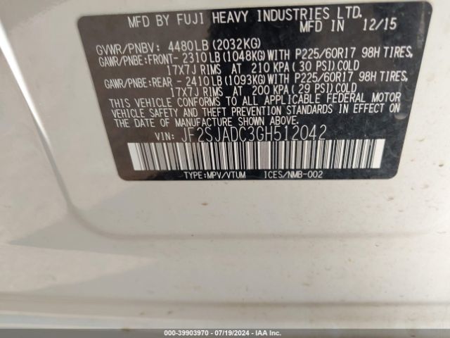 JF2SJADC3GH512042 Subaru Forester 2.5i Premium