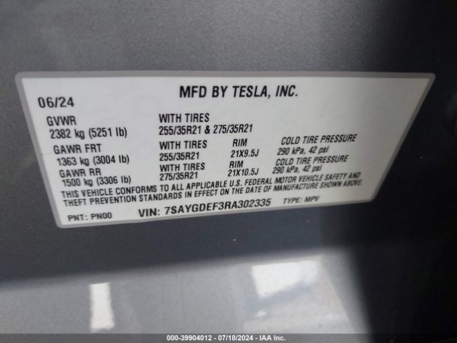 7SAYGDEF3RA302335 Tesla Model Y Performance Dual Motor All-wheel Drive
