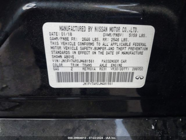 JN1FV7AR0JM481561 Infiniti Q50 3.0t Red Sport 400