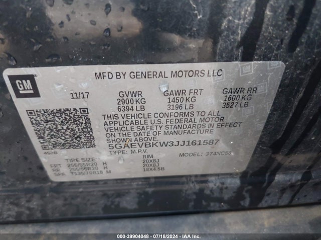 5GAEVBKW3JJ161587 Buick Enclave Premium