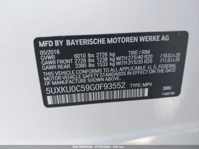 5UXKU0C59G0F93552 BMW X6 Sdrive35i
