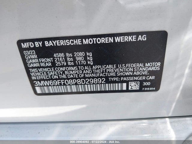 3MW69FF08P8D29892 BMW 330I