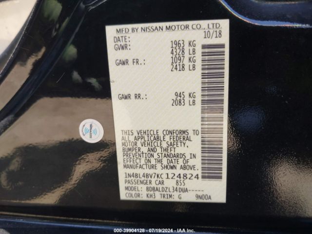 2019 NISSAN ALTIMA 1N4BL4BV7KC124824 Photo 8