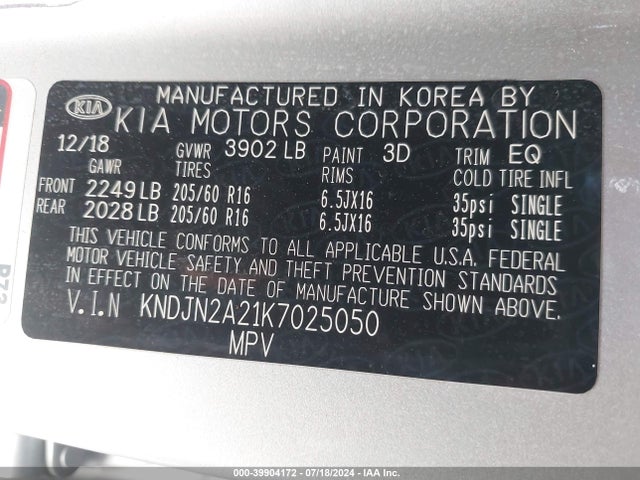 KIA Soul 2019 KNDJN2A21K7025050 Image 9