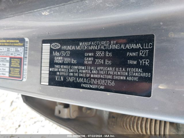 5NPLM4AG1NH082156 Hyundai ELANTRA SEL