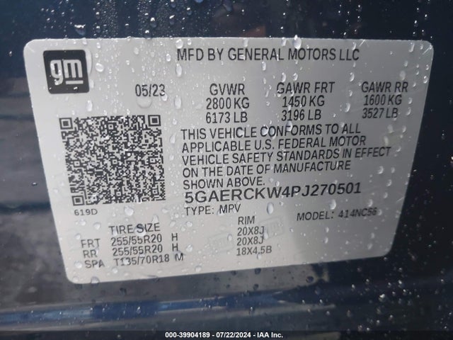 5GAERCKW4PJ270501 Buick Enclave Premium Fwd
