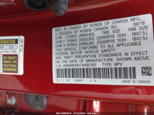 2HKRW2H57JH687001 Honda CR-V EX