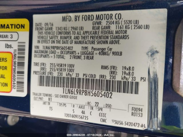 1LN6L9RP8H5605402 Lincoln Continental Reserve