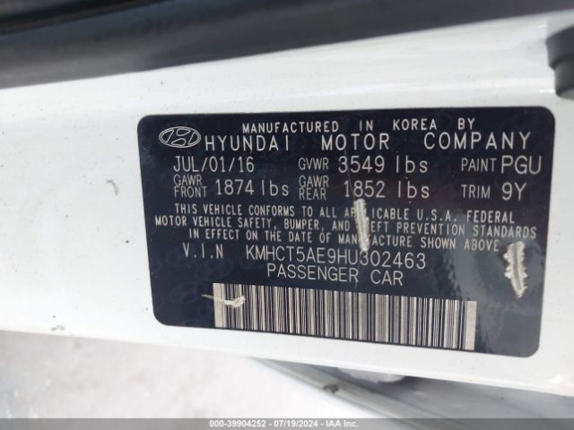 KMHCT5AE9HU302463 Hyundai ACCENT SE