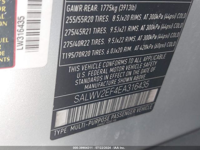 SALWV2EF4EA316435 Land Rover Range Rover Sport 5.0l V8 Supercharged Autobiography