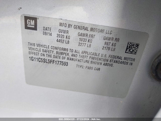 Chevrolet MALIBU 1LT 2015 1G11C5SL5FF177593 Image 9