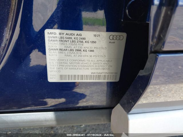 WA1GAAFY2N2030184 Audi Q5 Premium 45 Tfsi S Line Quattro S Tronic