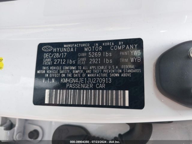 KMHGN4JE1JU270913 Genesis G80 3.8