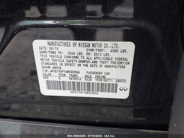 JN1EV7AP1GM300504 Infiniti Q50 3.0t Premium
