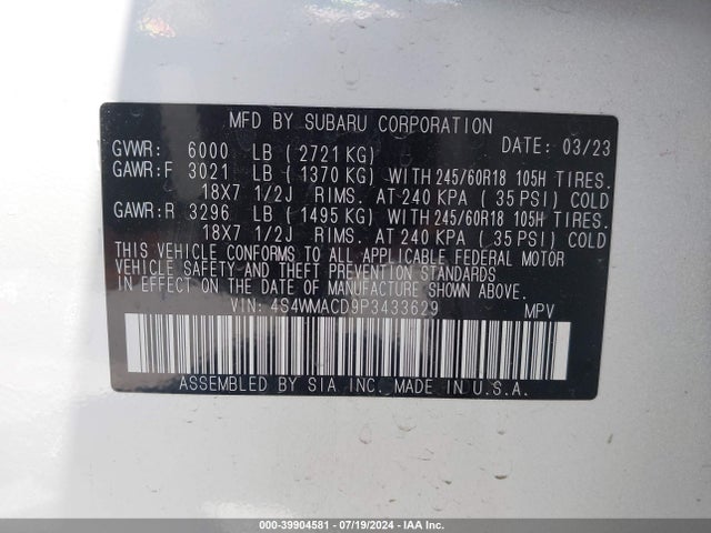Subaru Ascent Premium 8-passenger 2023 4S4WMACD9P3433629 Image 9