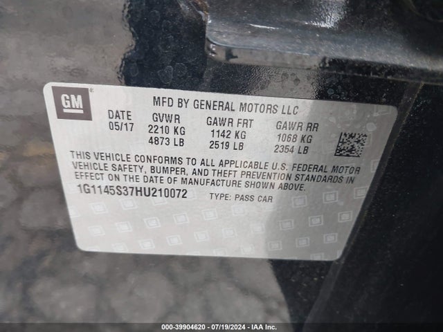 Chevrolet IMPALA 2LZ 2017 1G1145S37HU210072 Image 9
