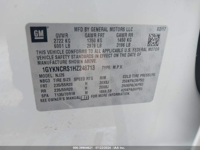 1GYKNCRS1HZ248713 Cadillac Xt5 Premium Luxury