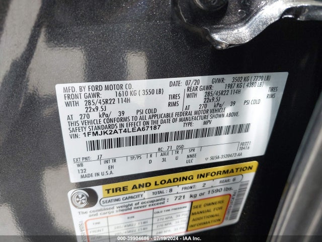 Ford Expedition Limited Max 2020 1FMJK2AT4LEA67187 Image 9