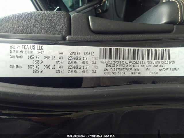 1C4RJFBG9HC794508 Jeep Grand Cherokee Limited 4x4
