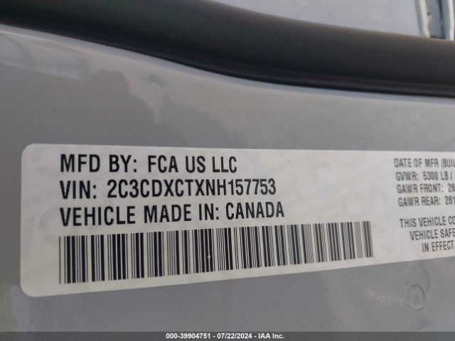 2C3CDXCTXNH157753 Dodge CHARGER R/T