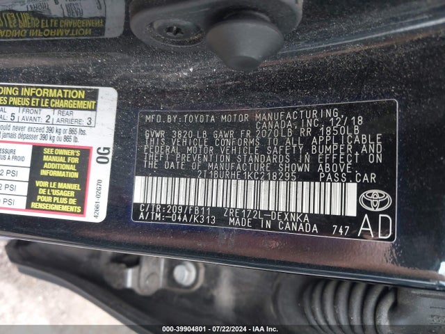 Toyota COROLLA LE 2019 2T1BURHE1KC218295 Image 9