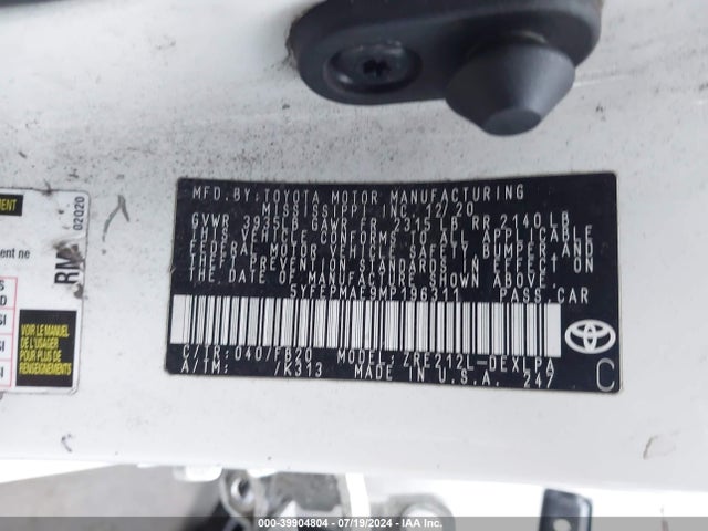 Toyota COROLLA LE 2021 5YFEPMAE9MP196311 Image 9