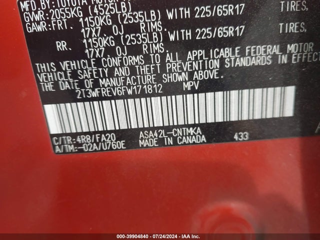 Toyota Rav4 Xle 2015 2T3WFREV6FW171812 Image 9