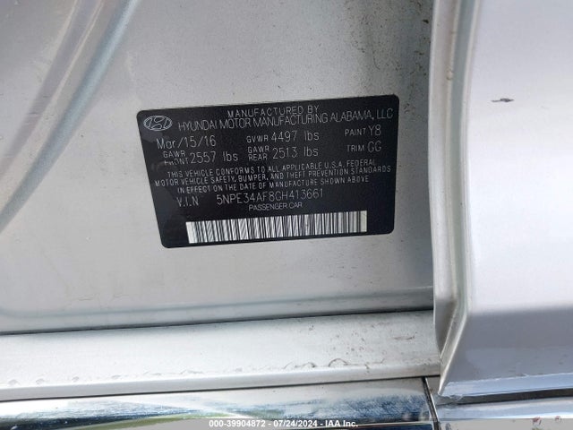 Hyundai Sonata Sport 2016 5NPE34AF8GH413661 Image 9