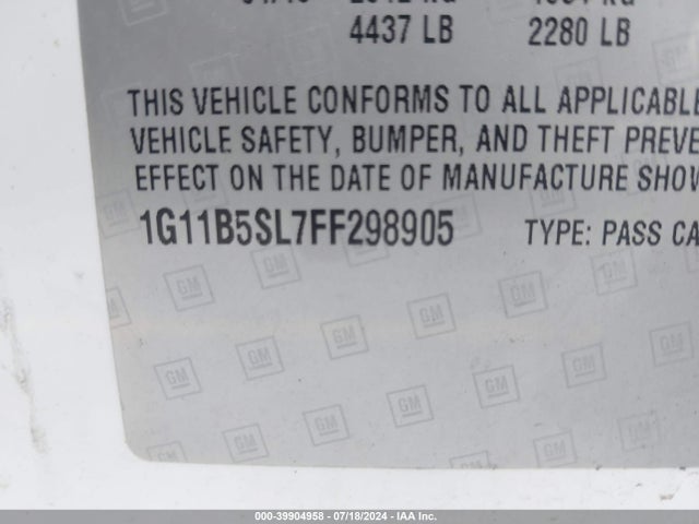 Chevrolet MALIBU LS 2015 1G11B5SL7FF298905 Image 9