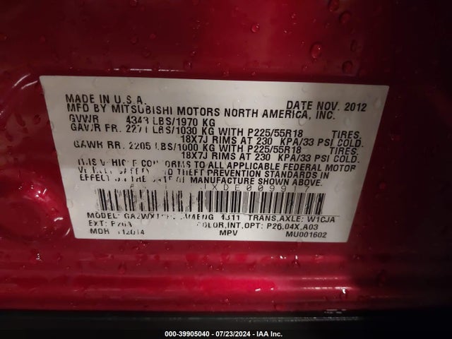 2013 MITSUBISHI OUTLANDER SPORT 4A4AR3AUXDE009917 Photo 8