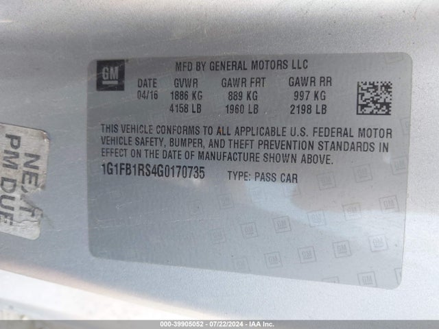 Chevrolet Camaro 1lt 2016 1G1FB1RS4G0170735 Image 9