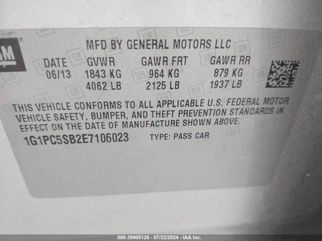 Chevrolet Cruze 1lt Auto 2014 1G1PC5SB2E7106023 Image 9