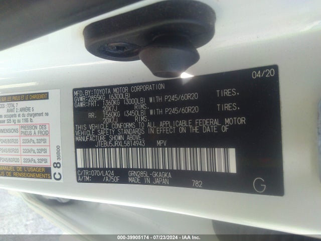 Toyota 4runner Limited 2020 JTEBU5JRXL5814943 Image 9