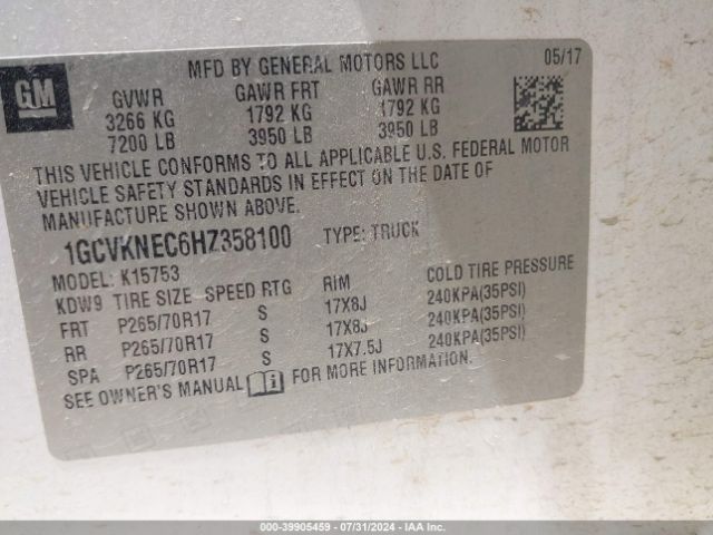 1GCVKNEC6HZ358100 Chevrolet Silverado 1500 Wt